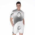 Sliver And White Yin Yang Print Men's Romper