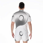 Sliver And White Yin Yang Print Men's Rompers