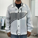 Sliver And White Yin Yang Print Men's Shirt Jacket