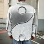 Sliver And White Yin Yang Print Men's Shirt Jacket