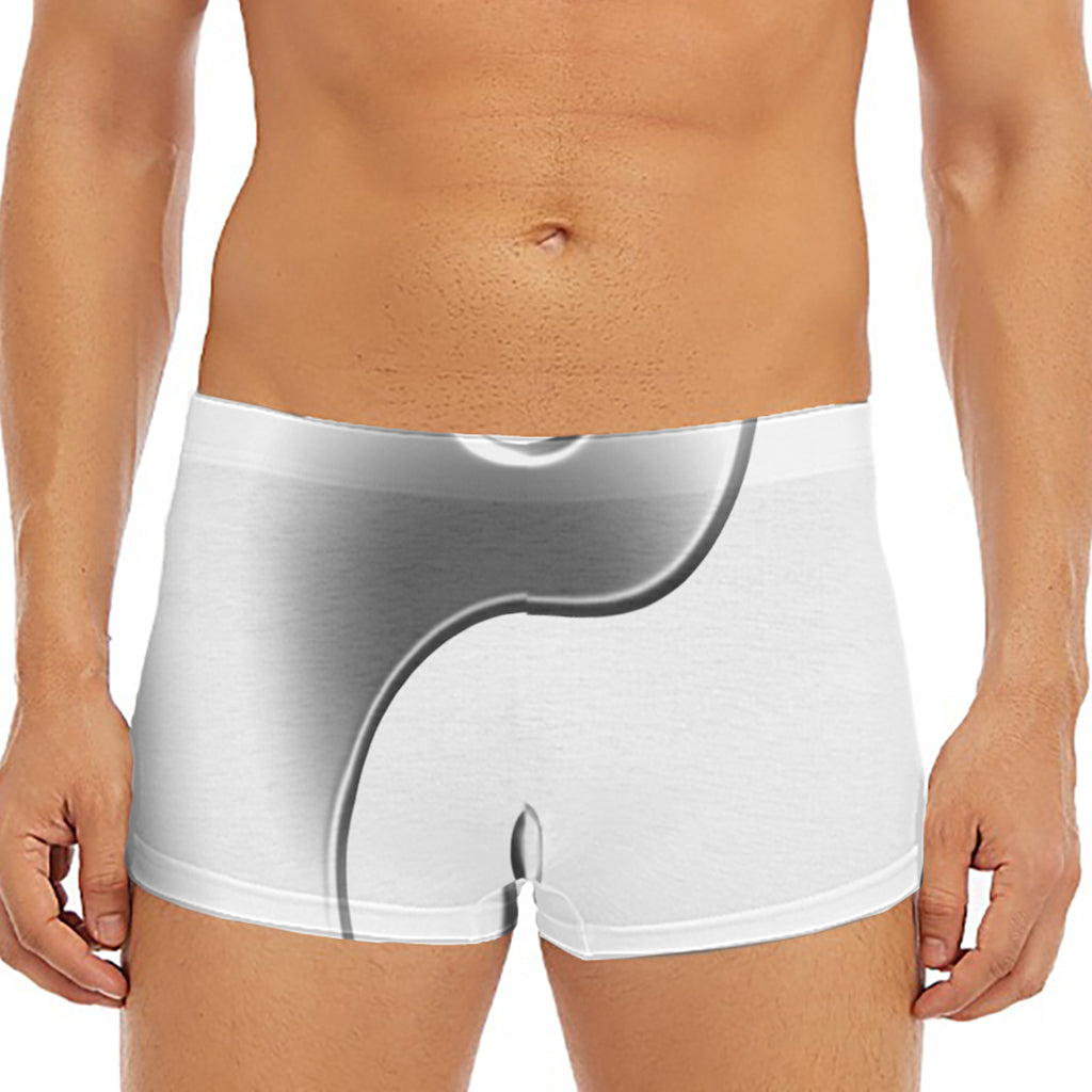 Sliver And White Yin Yang Print Men's Short Boxer Briefs