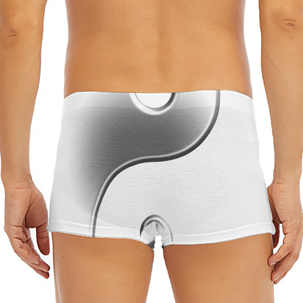 Sliver And White Yin Yang Print Men's Short Boxer Briefs