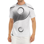 Sliver And White Yin Yang Print Men's Short Sleeve Rash Guard