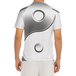 Sliver And White Yin Yang Print Men's Short Sleeve Rash Guard