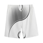 Sliver And White Yin Yang Print Men's Sports Shorts