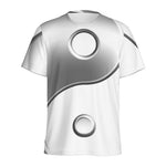 Sliver And White Yin Yang Print Men's Sports T-Shirt