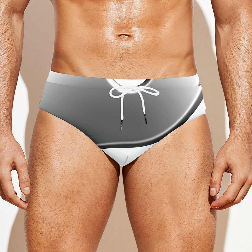 Sliver And White Yin Yang Print Men's Swim Briefs