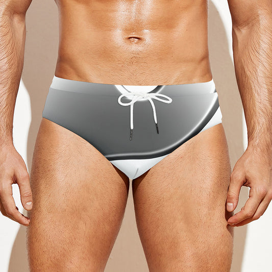 Sliver And White Yin Yang Print Men's Swim Briefs