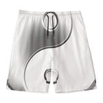 Sliver And White Yin Yang Print Men's Swim Trunks