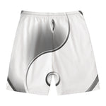 Sliver And White Yin Yang Print Men's Swim Trunks