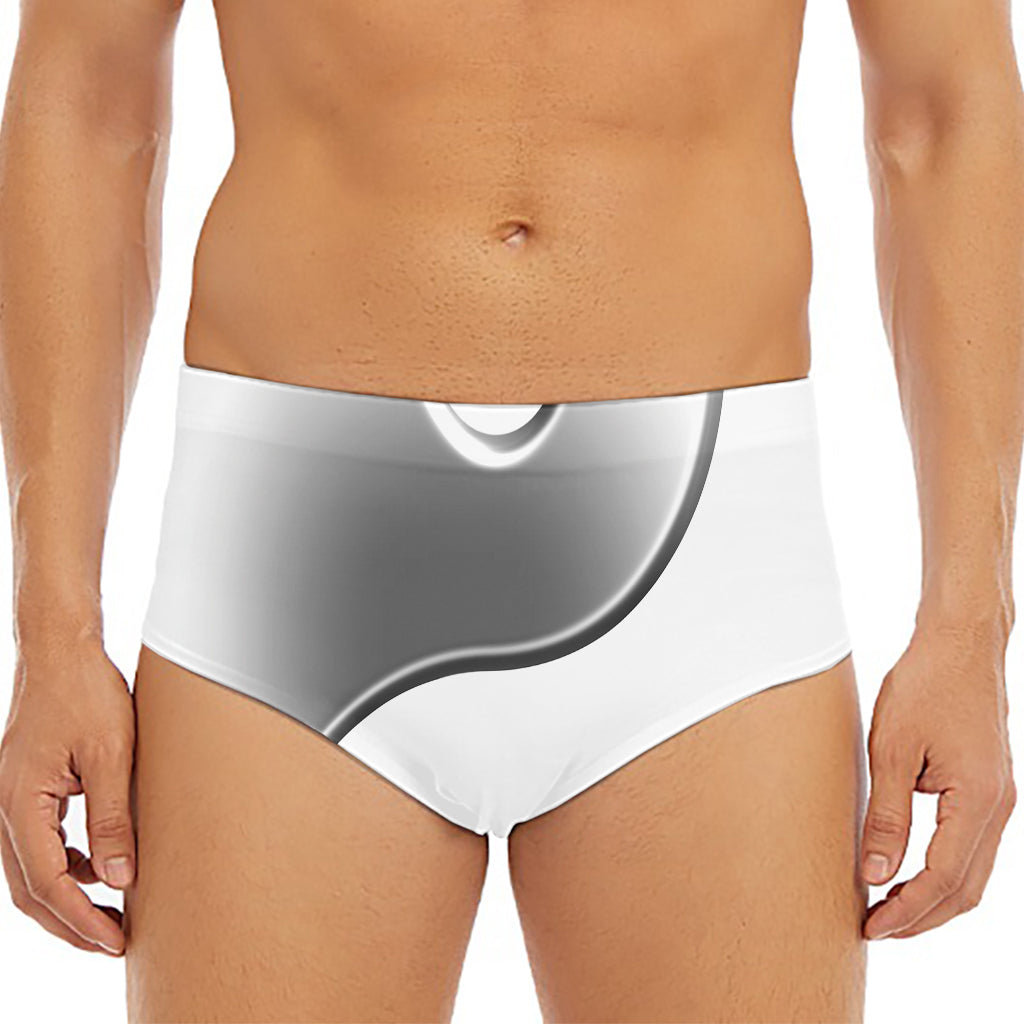 Sliver And White Yin Yang Print Men's Triangle Swim Briefs