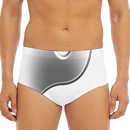 Sliver And White Yin Yang Print Men's Triangle Swim Briefs