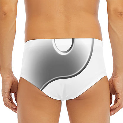 Sliver And White Yin Yang Print Men's Triangle Swim Briefs