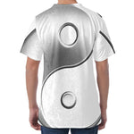 Sliver And White Yin Yang Print Men's Velvet T-Shirt