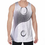 Sliver And White Yin Yang Print Men's Velvet Tank Top