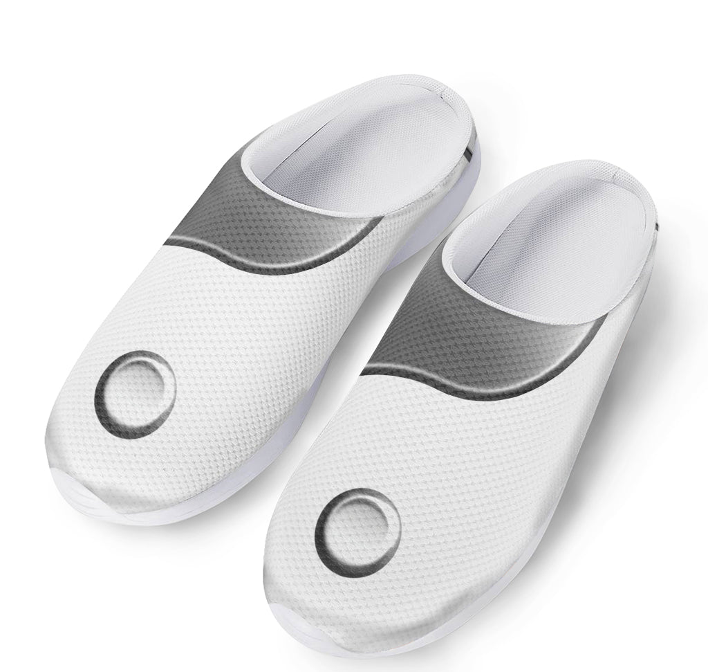 Sliver And White Yin Yang Print Mesh Casual Shoes