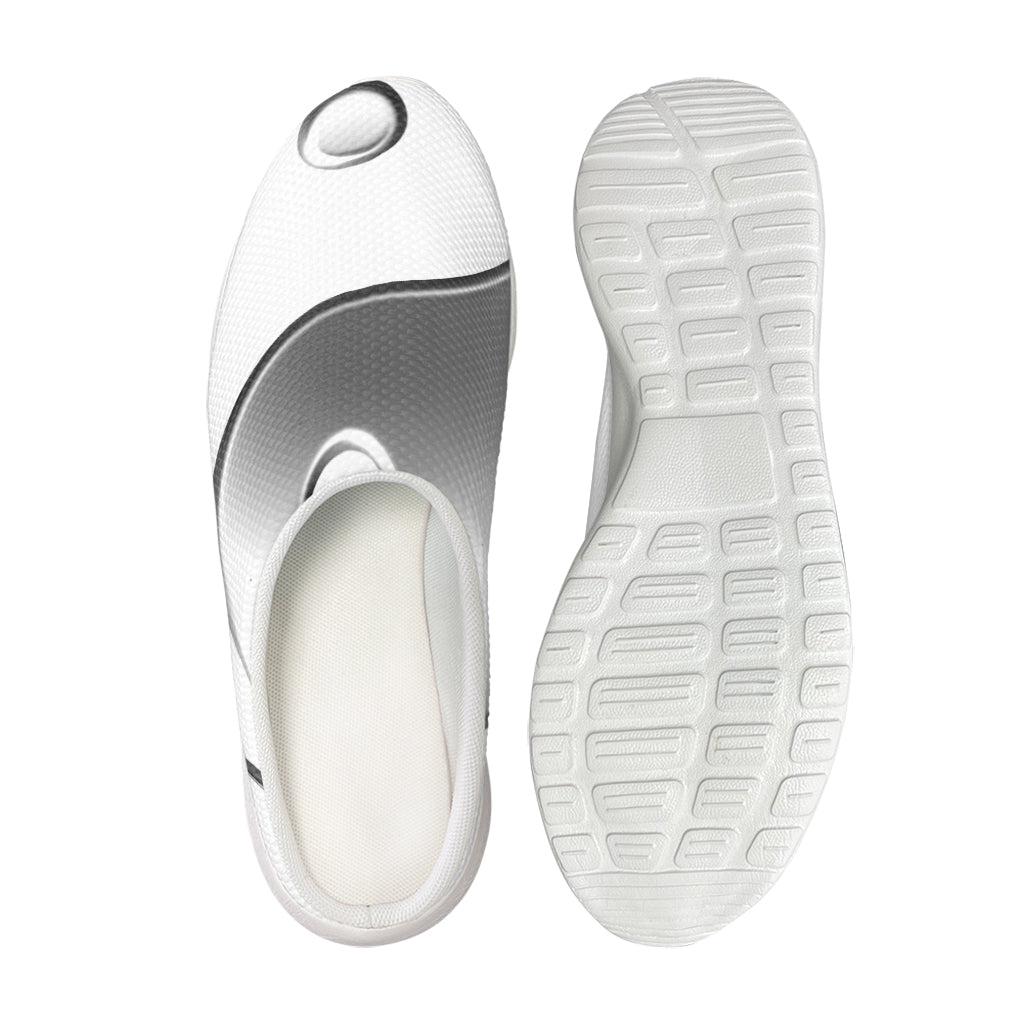 Sliver And White Yin Yang Print Mesh Casual Shoes