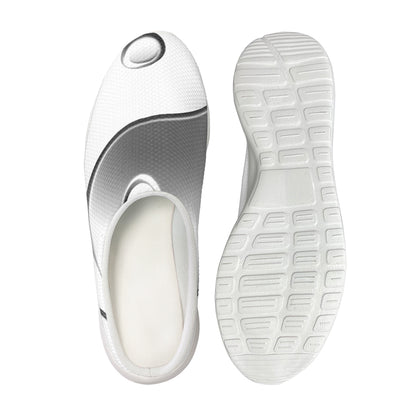 Sliver And White Yin Yang Print Mesh Casual Shoes