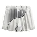 Sliver And White Yin Yang Print Mesh Shorts