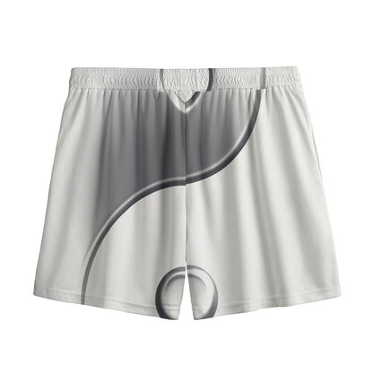 Sliver And White Yin Yang Print Mesh Shorts
