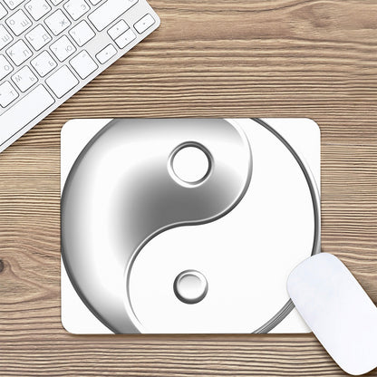 Sliver And White Yin Yang Print Mouse Pad