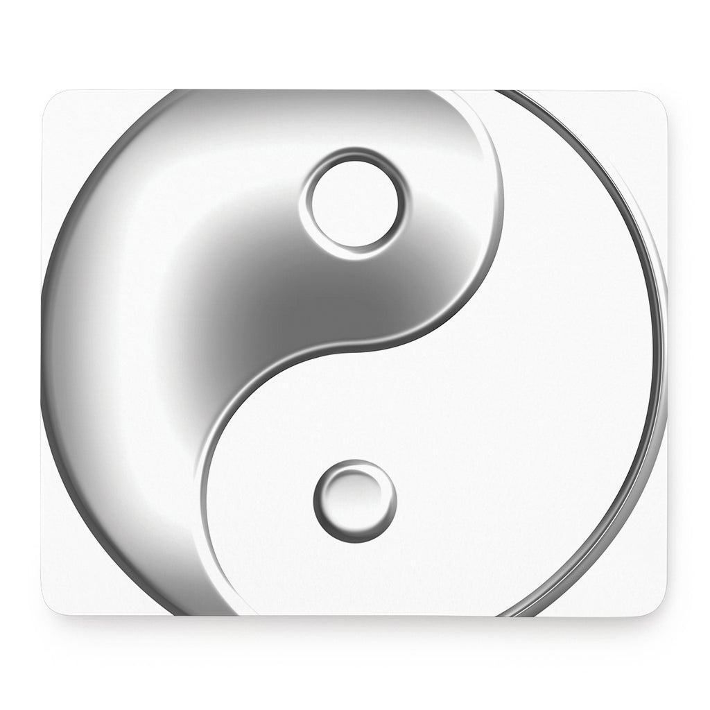 Sliver And White Yin Yang Print Mouse Pad