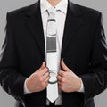 Sliver And White Yin Yang Print Necktie