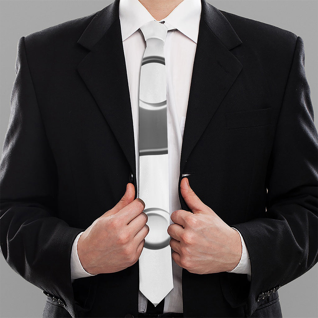 Sliver And White Yin Yang Print Necktie
