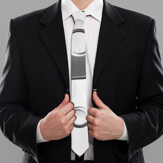 Sliver And White Yin Yang Print Necktie