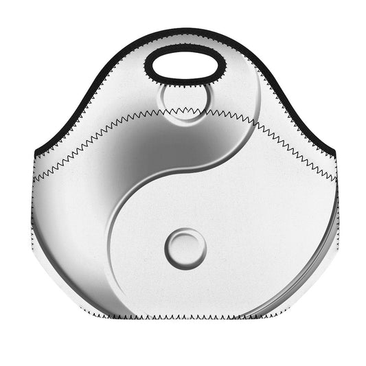 Sliver And White Yin Yang Print Neoprene Lunch Bag