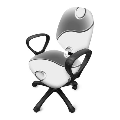 Sliver And White Yin Yang Print Office Chair Cover