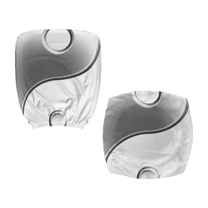 Sliver And White Yin Yang Print Office Chair Cover