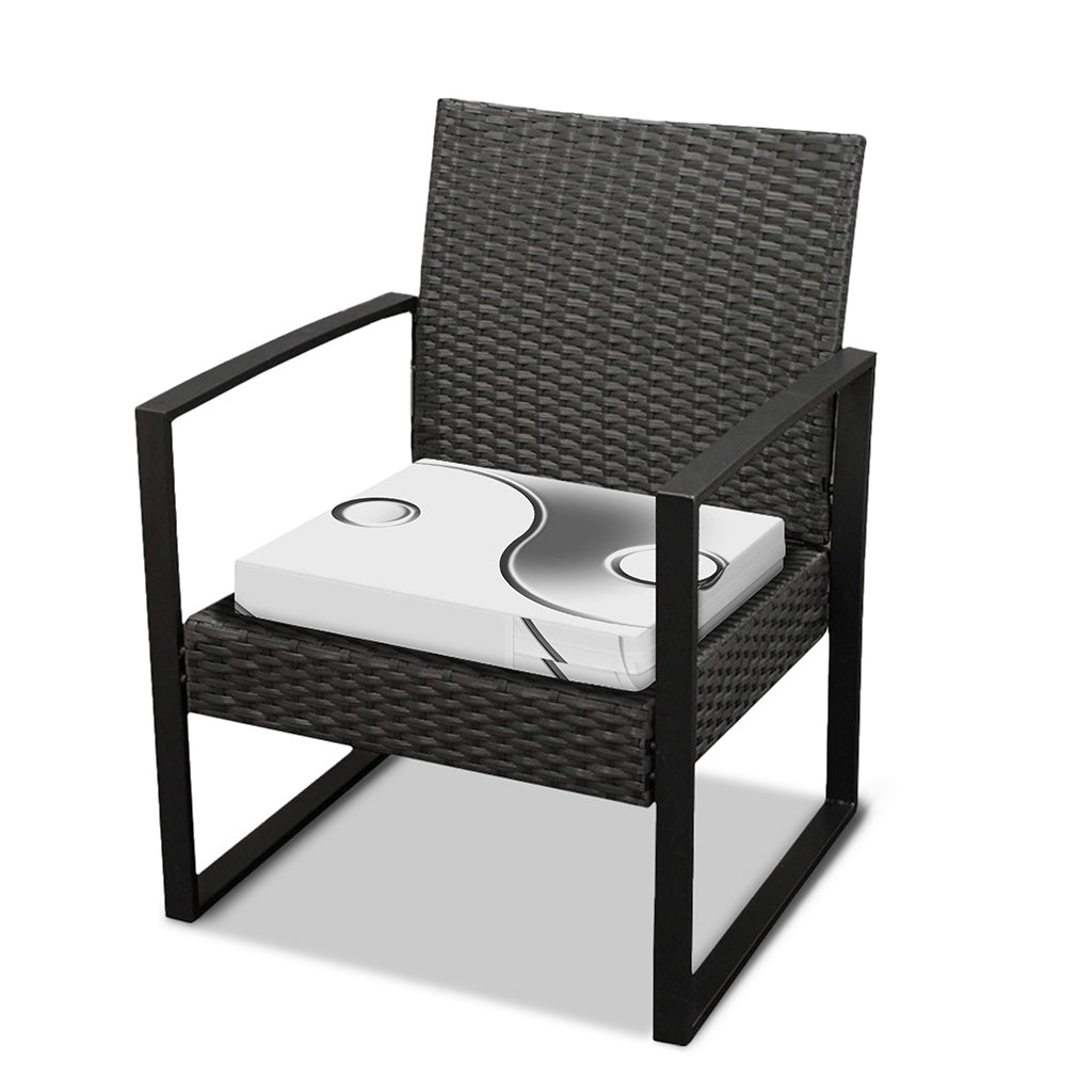 Sliver And White Yin Yang Print Outdoor Seat Cushion Cover