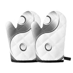 Sliver And White Yin Yang Print Oven Mitts