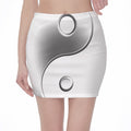 Sliver And White Yin Yang Print Pencil Mini Skirt