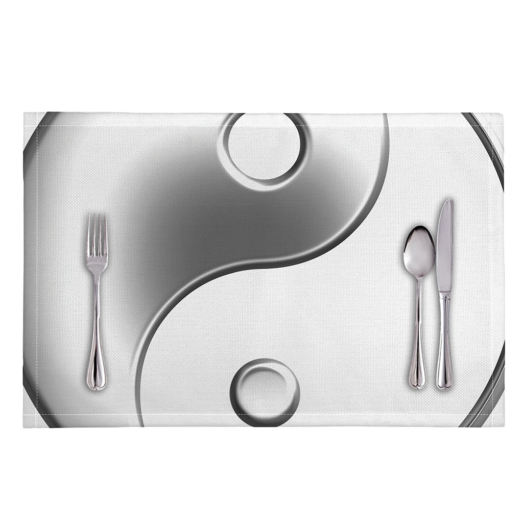 Sliver And White Yin Yang Print Placemat