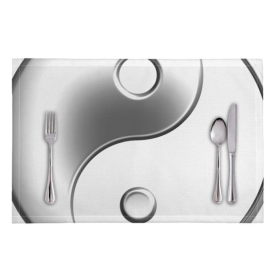 Sliver And White Yin Yang Print Placemat