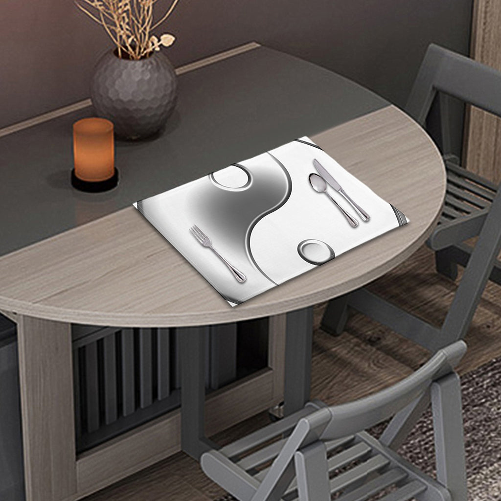 Sliver And White Yin Yang Print Placemat