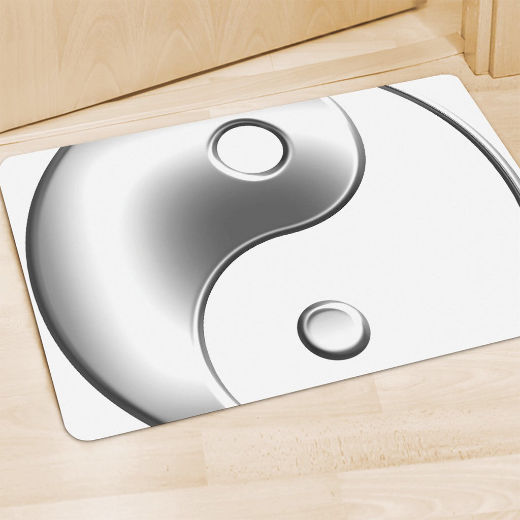 Sliver And White Yin Yang Print Polyester Doormat