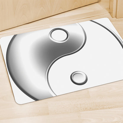 Sliver And White Yin Yang Print Polyester Doormat
