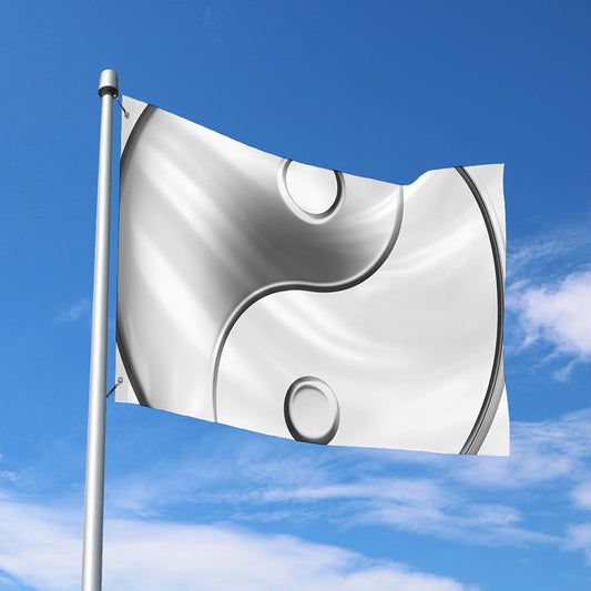 Sliver And White Yin Yang Print Polyester Flag