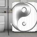 Sliver And White Yin Yang Print Polyester Shower Curtain