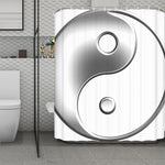 Sliver And White Yin Yang Print Polyester Shower Curtain