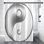 Sliver And White Yin Yang Print Premium Shower Curtain