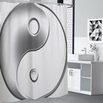 Sliver And White Yin Yang Print Premium Shower Curtain