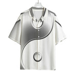 Sliver And White Yin Yang Print Rayon Hawaiian Shirt