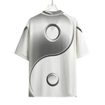 Sliver And White Yin Yang Print Rayon Hawaiian Shirt