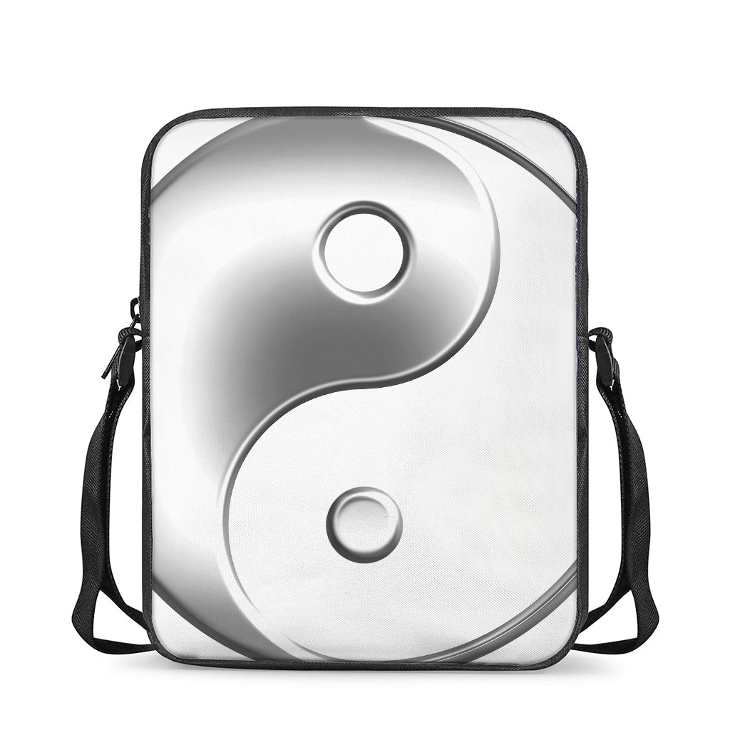 Sliver And White Yin Yang Print Rectangular Crossbody Bag