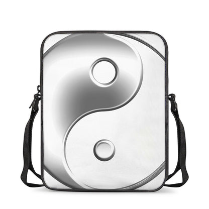 Sliver And White Yin Yang Print Rectangular Crossbody Bag