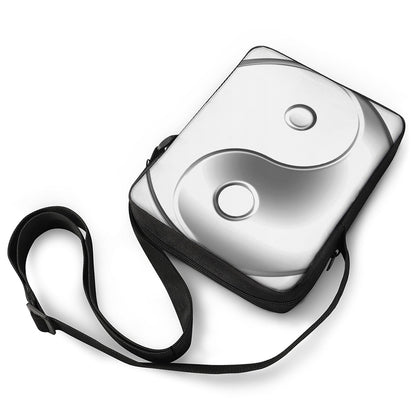 Sliver And White Yin Yang Print Rectangular Crossbody Bag